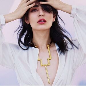 Elegant Gold Geometric Necklace by Monica Sordo